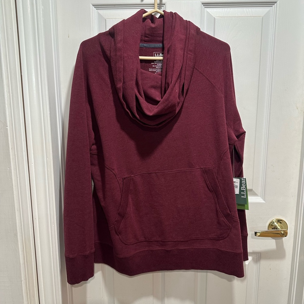 BRAND NEW L.L. Bean Women's Deep Red Cowl Neck Sweater
